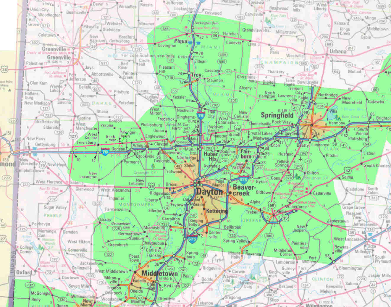Map Of Ohio Showing Dayton United States Map