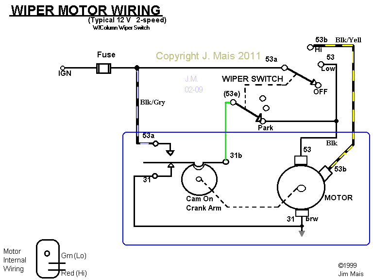 Wiring a self-parking windscreen-wiper DC motor